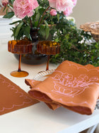 Poppies Urn Placemat - Tan and Pink