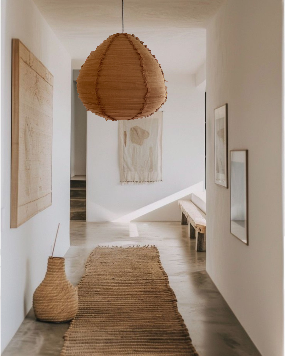 Paere linen light shade fringe detail mouch mousse