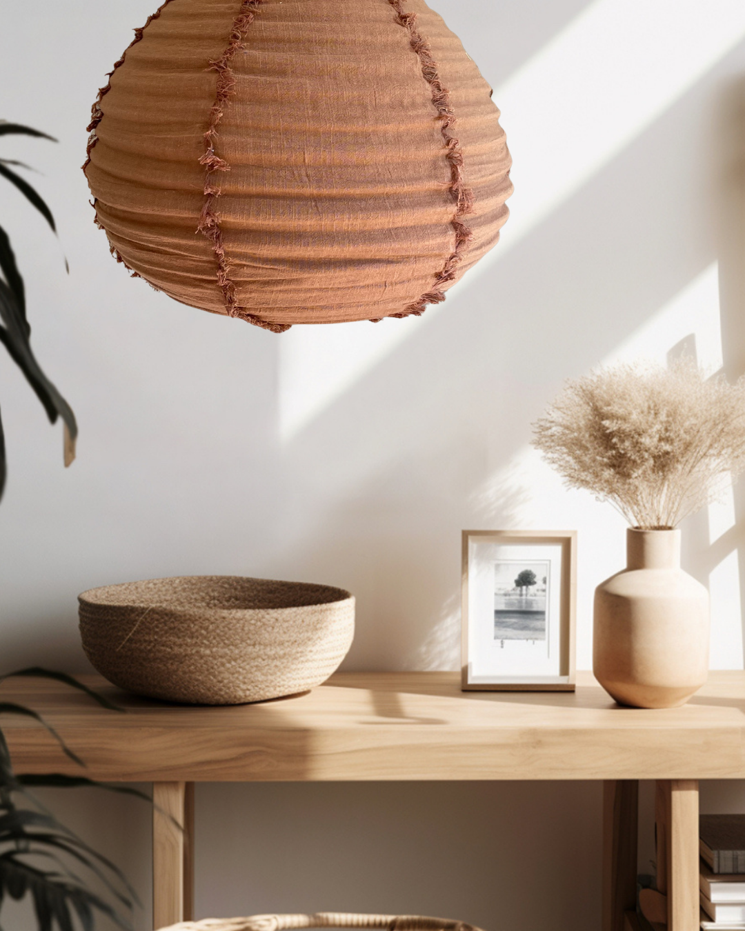 Mocha Mousee linen pendant light shade.