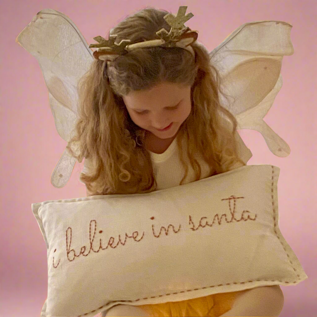 I believe in santa linen cushion