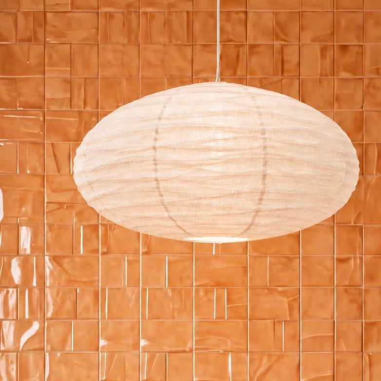 Organic Cotton Oval Pendant Light – Warm White 60cm