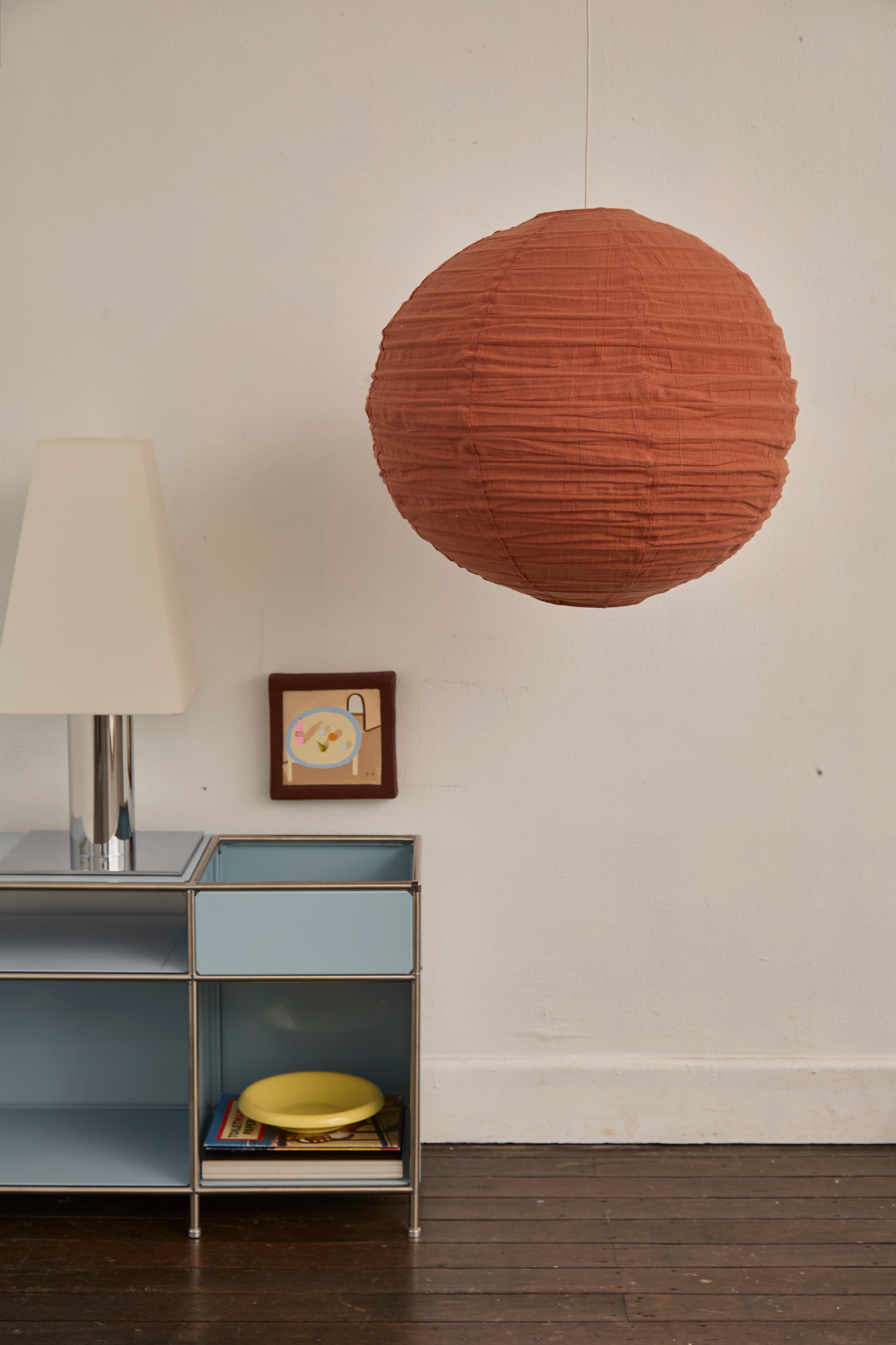 Round Clay Linen Pendant Light – 60cm