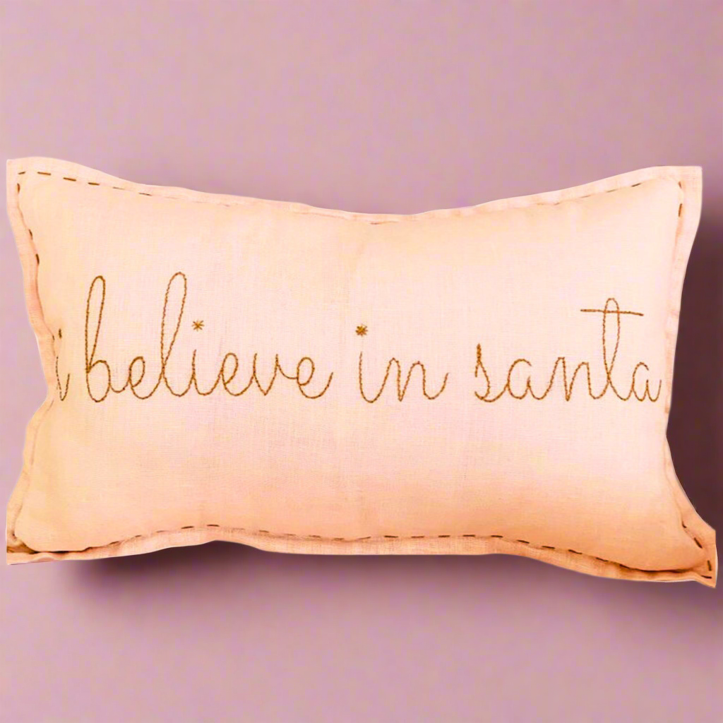 I believe in Santa - Cushion Pink