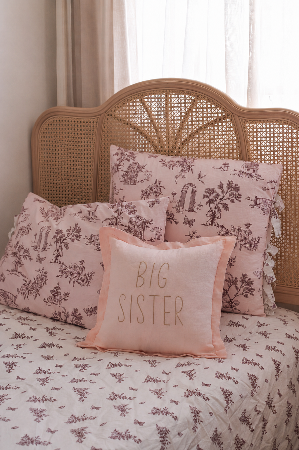 Big Sister Linen Cushion Pale Pink