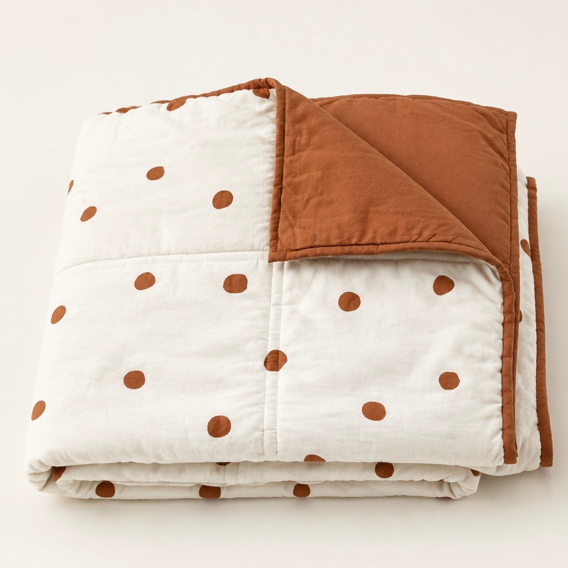 Quilt Coverlet Polka Dot Tan and Ivory