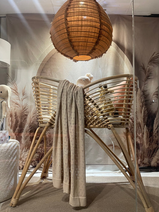 Linen Light Shade - Paere - Fringed - Mocha Mousse  50cm
