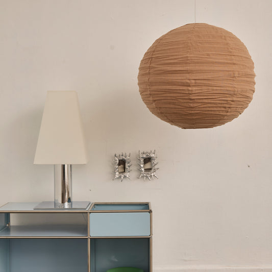 Round Latte Linen Pendant Light – 60cm