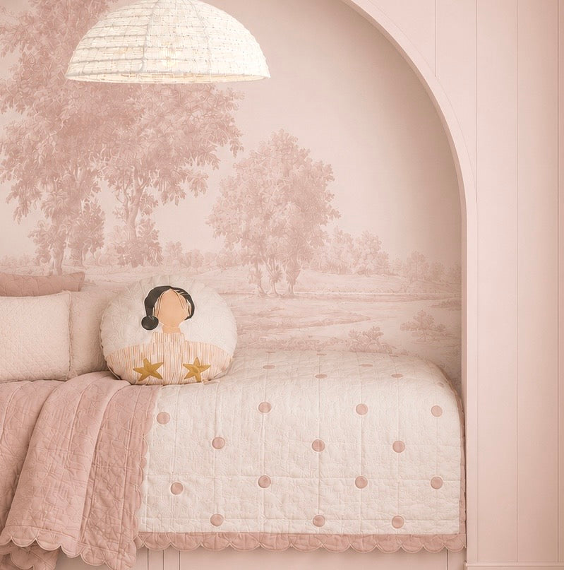Quilt Coverlet- Polka Dot Dusty Pink