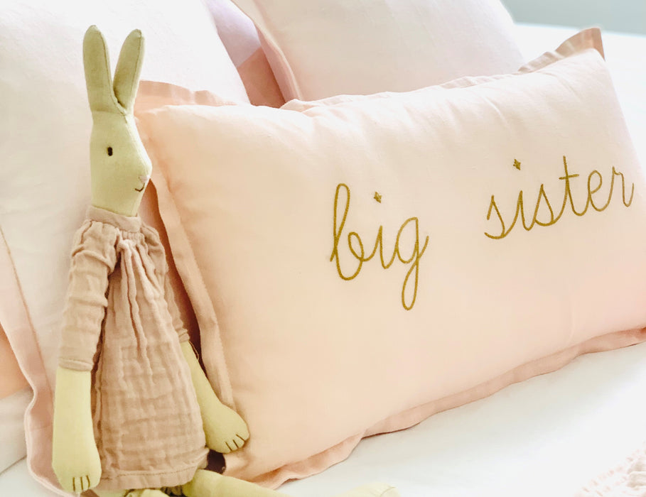 Big Sister Linen Cushion Blush Pink  30x 50cm