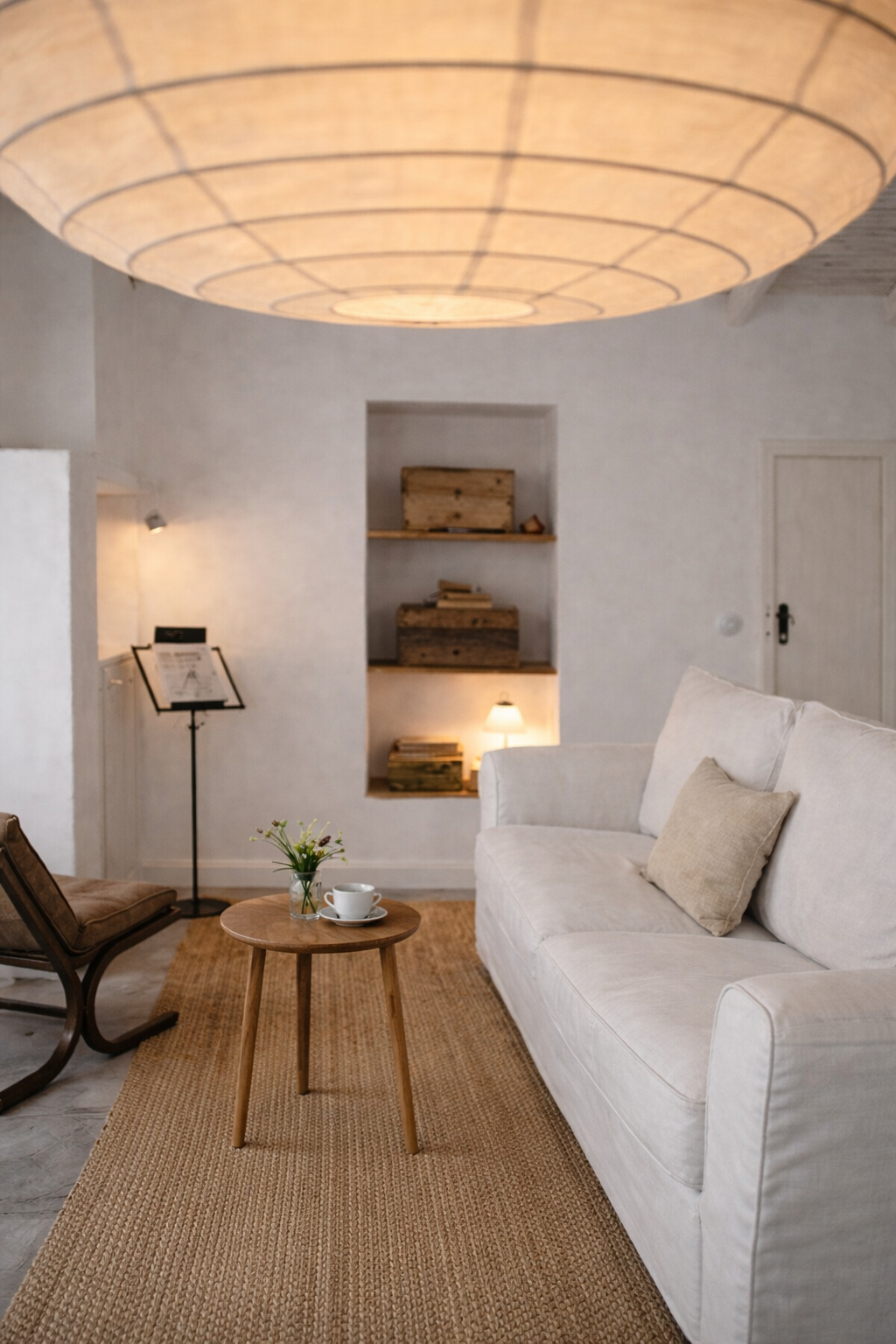 Organic Cotton Oval Pendant Light – Warm White 60cm