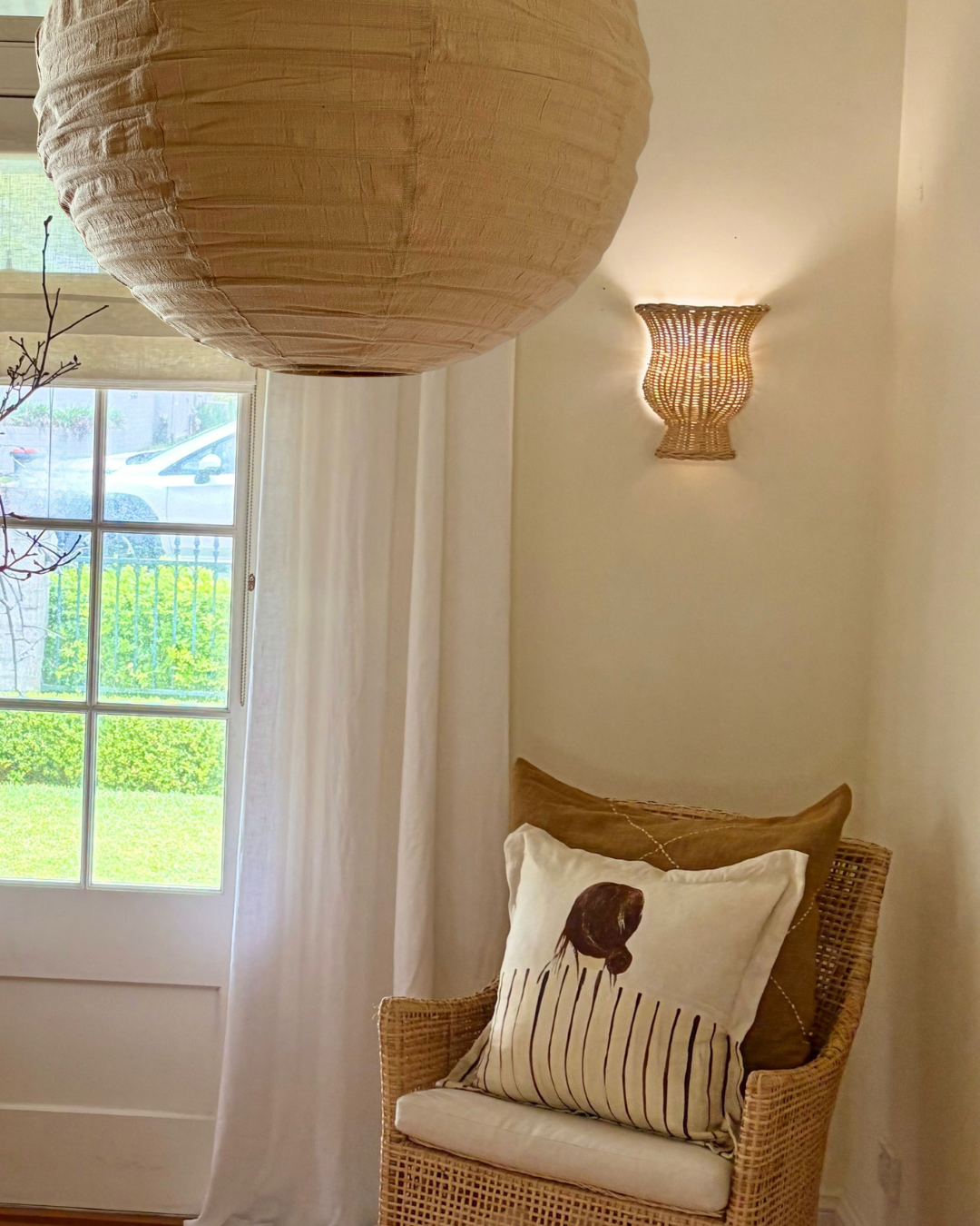 Linen Light Shade Rund Latte 60cm