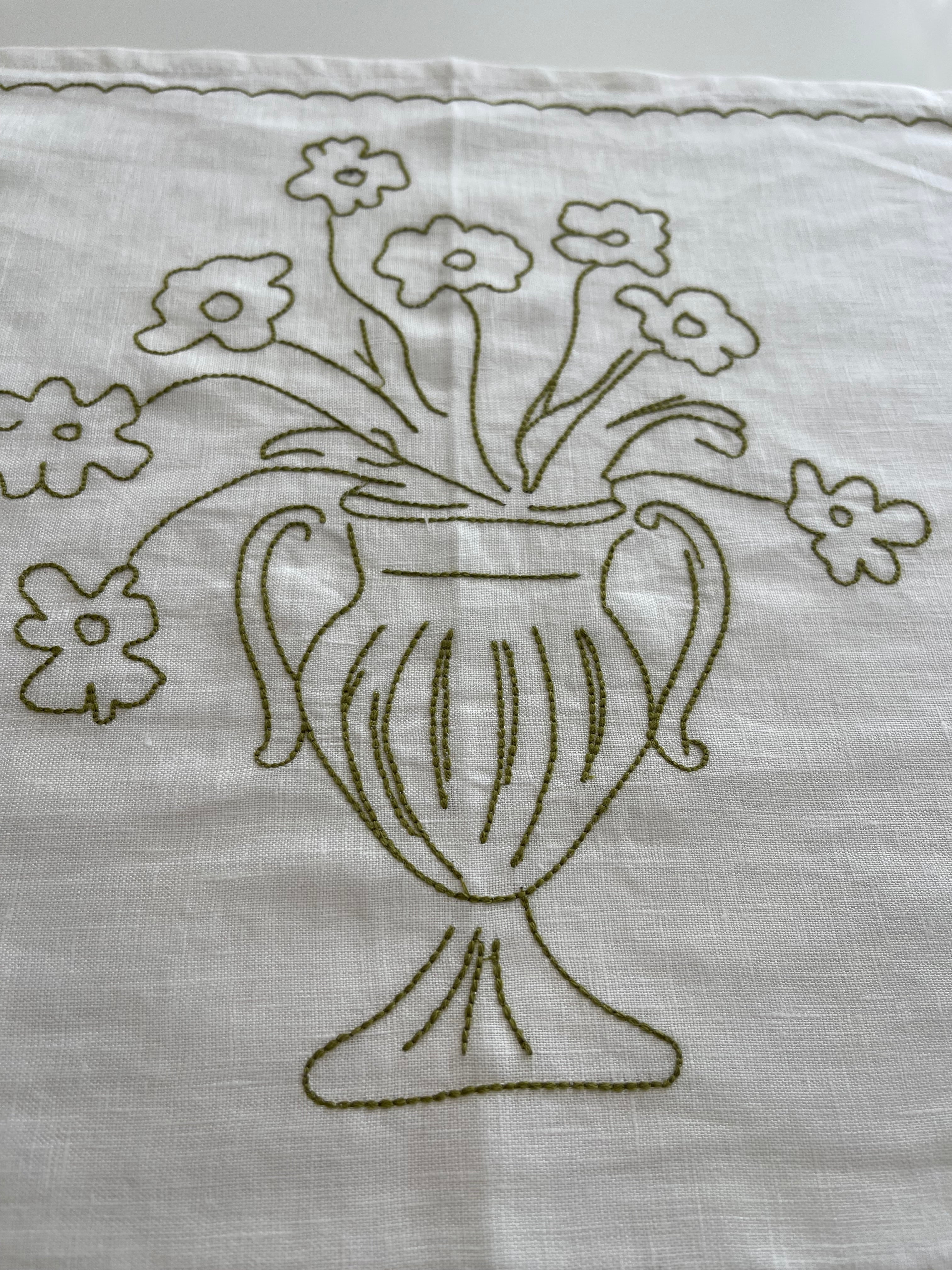 Bloom Linen Placemat with flower design in Echuca and Olive