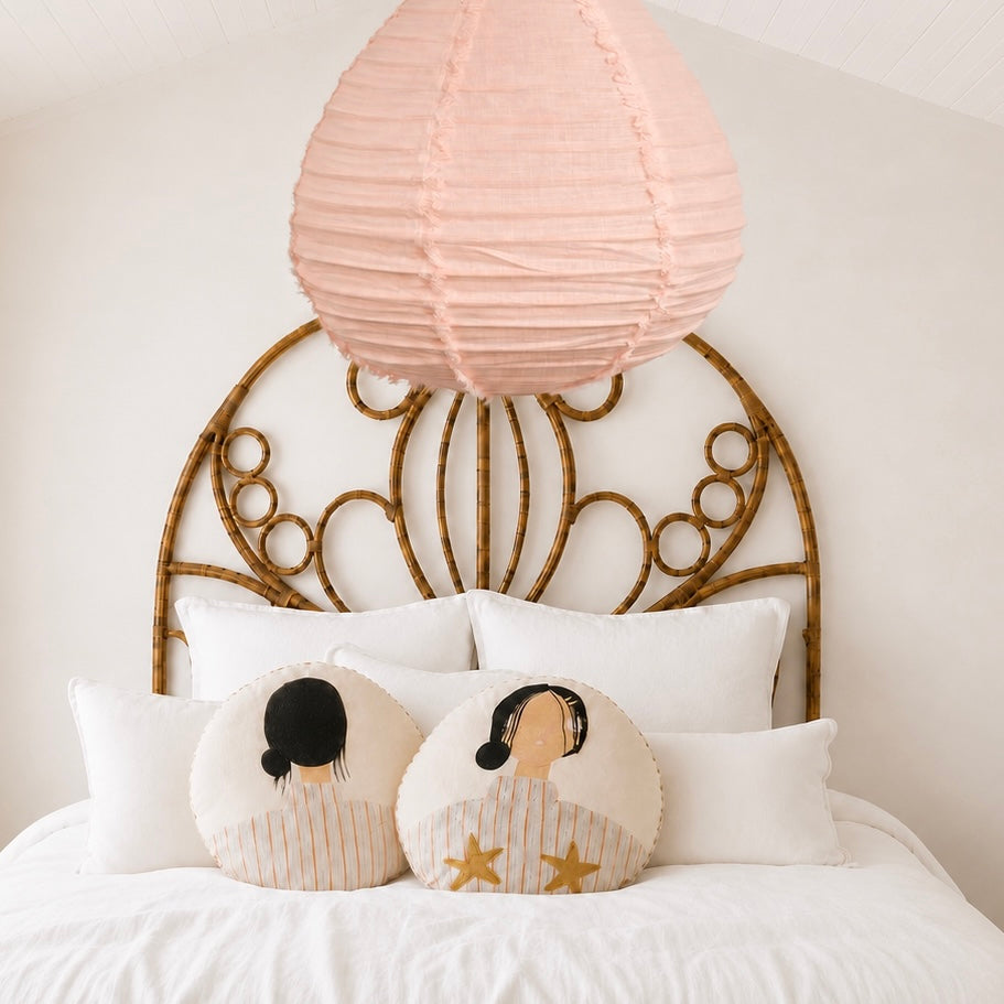 Linen Light Shade Paere Fringed Blush Pink 50cm