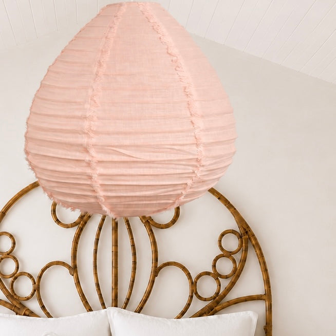 Linen Light Shade Paere Fringed Blush Pink 50cm