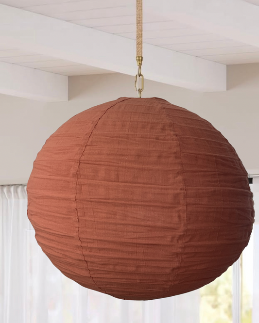 Round Clay Linen Pendant Light – 60cm