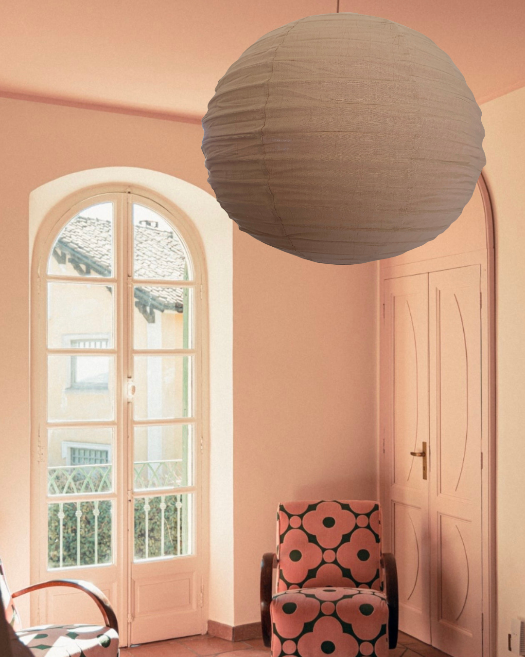 Linen Light Shade Rund Latte 60cm