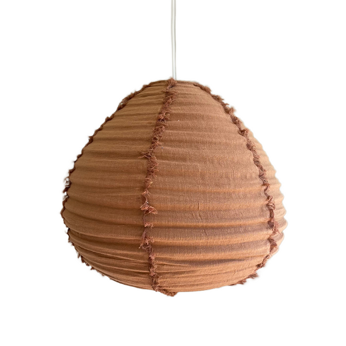 Linen Light Shade - Paere - Fringed - Caramel  50cm