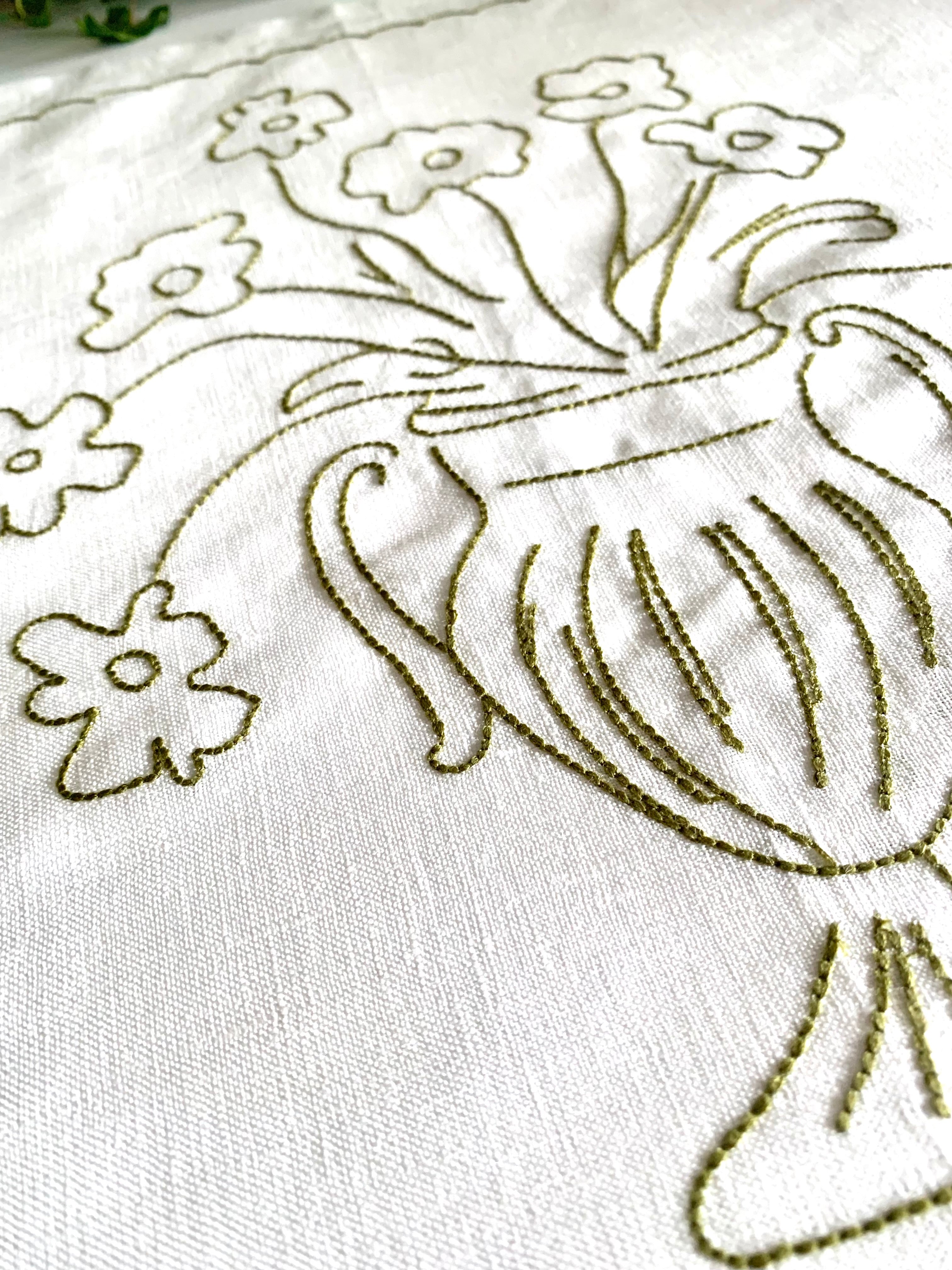 Bloom Linen Placemat with flower design in Echuca and Olive