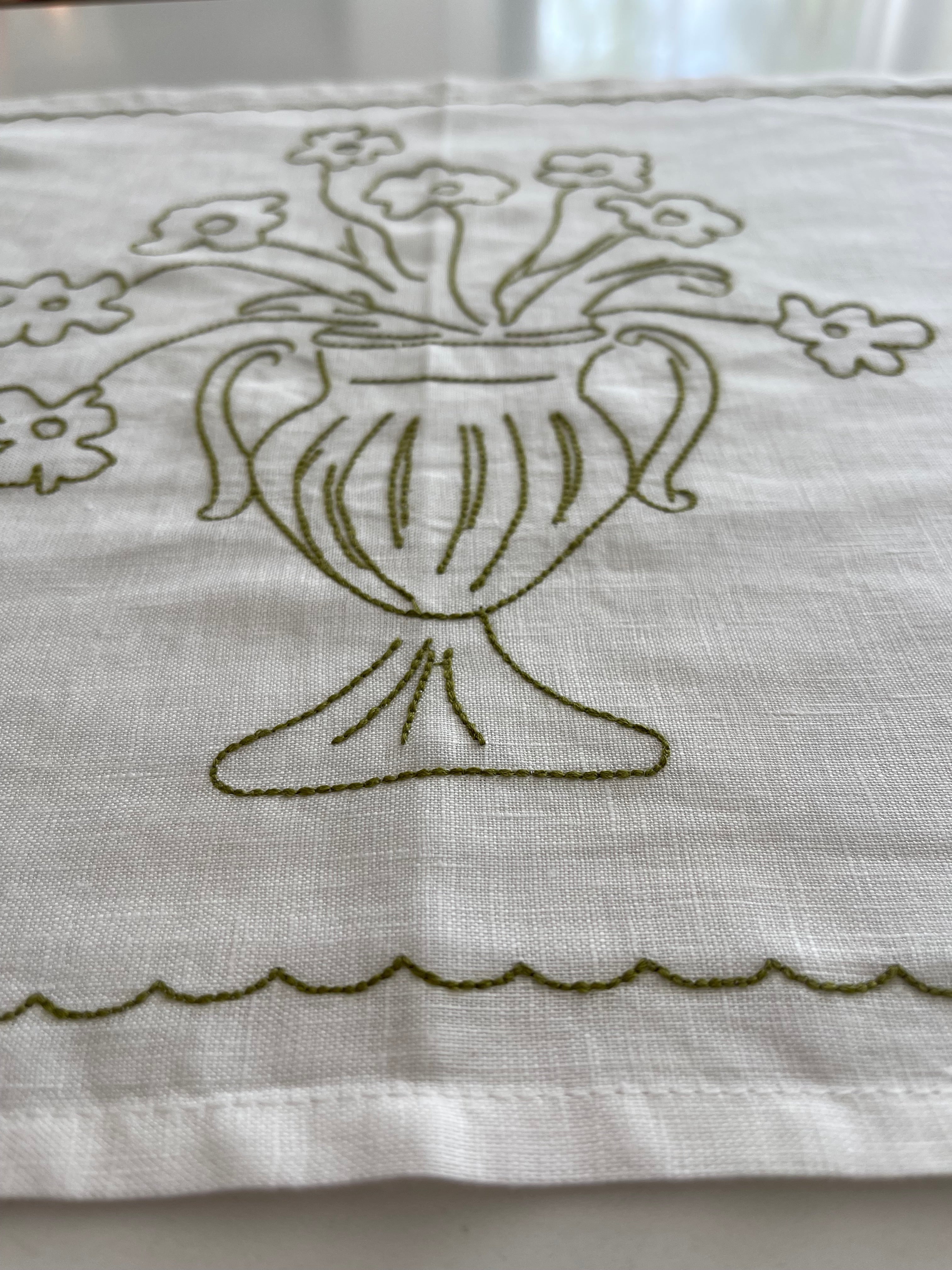 Bloom Linen Placemat with flower design in Echuca and Olive