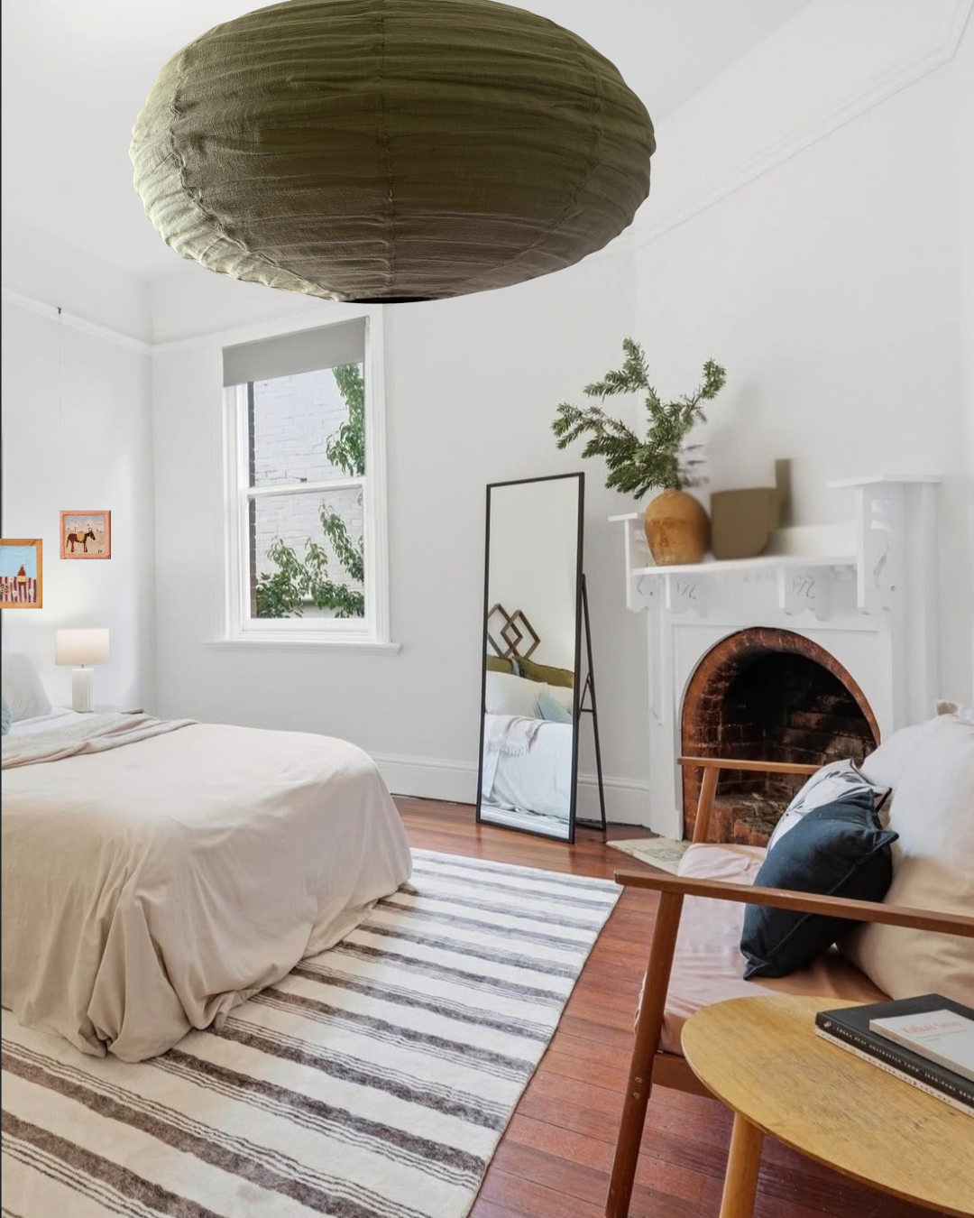 Linen Light Shade Oval Olive 60cm