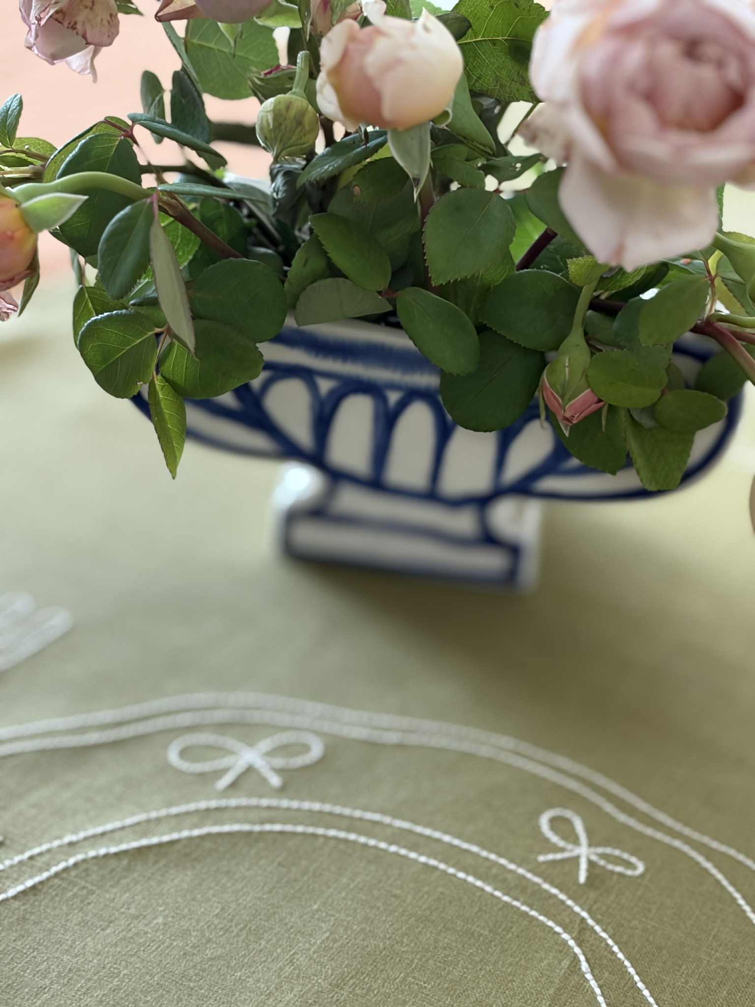 Duo Placemat - Linen Double Plate Design Olive and White