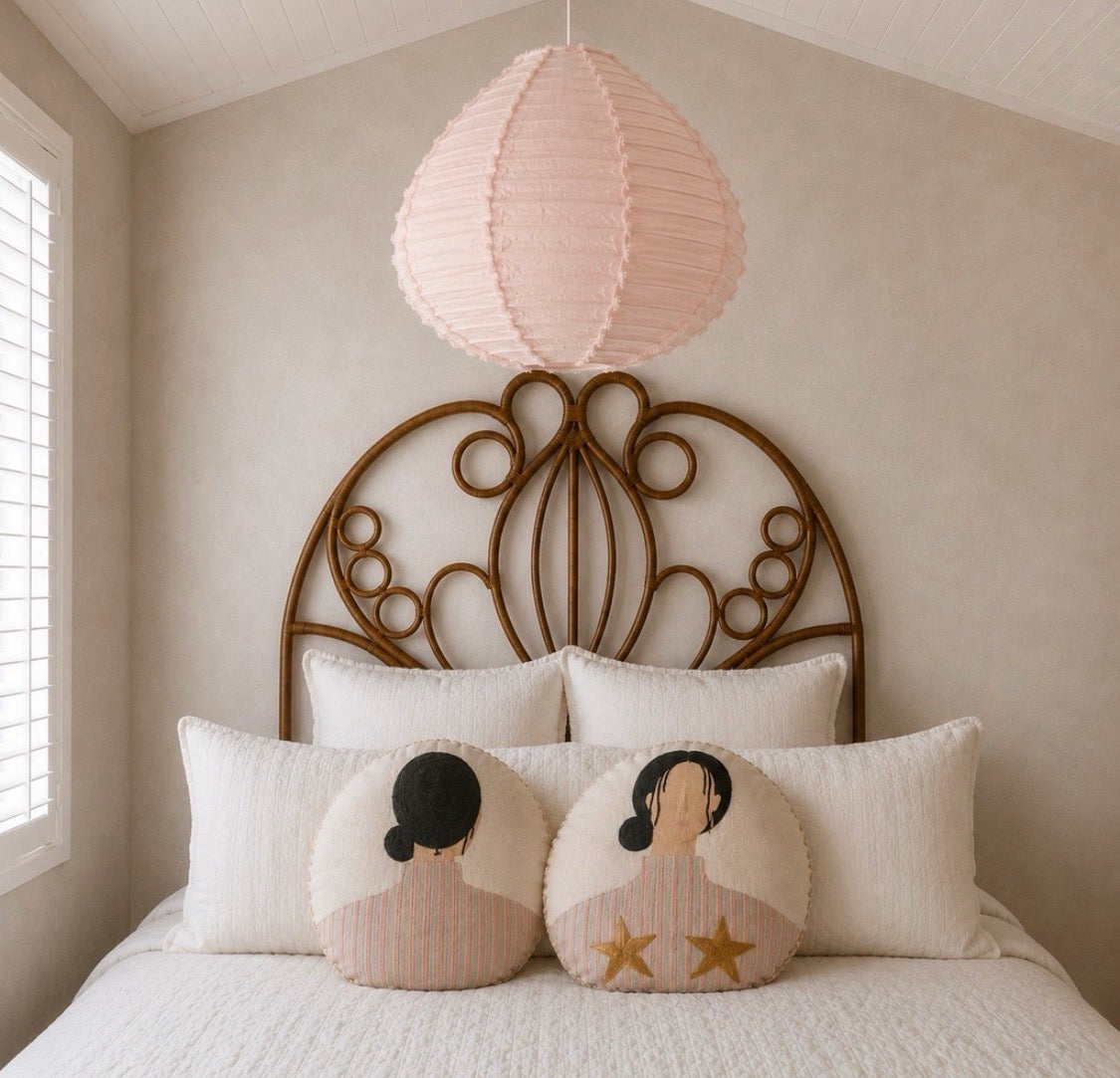 Linen Light Shade Paere Fringed Blush Pink 50cm