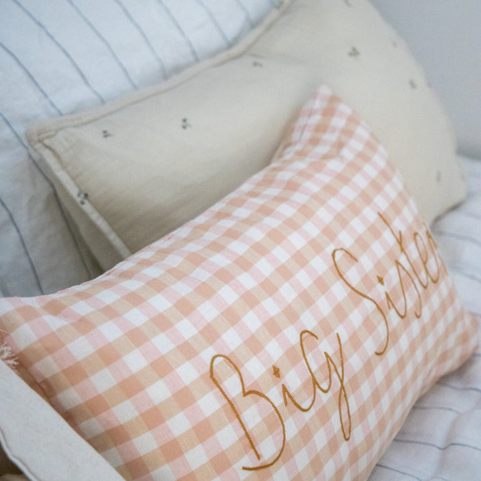 Big Sister Cushion Peach/Pink Gingham