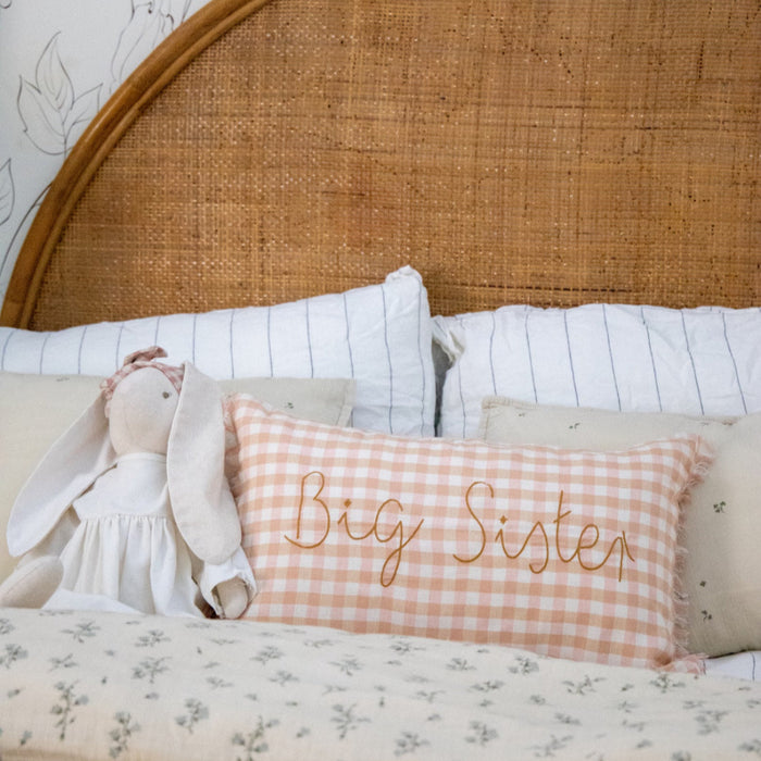 Big Sister Cushion Peach/Pink Gingham