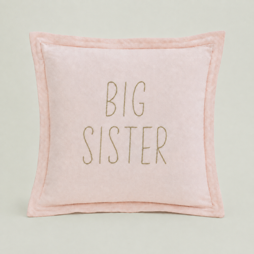 Big Sister Linen Cushion Pale Pink