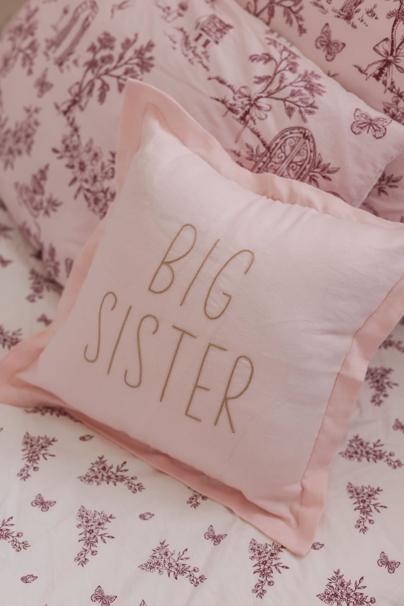 Big Sister Linen Cushion Pale Pink