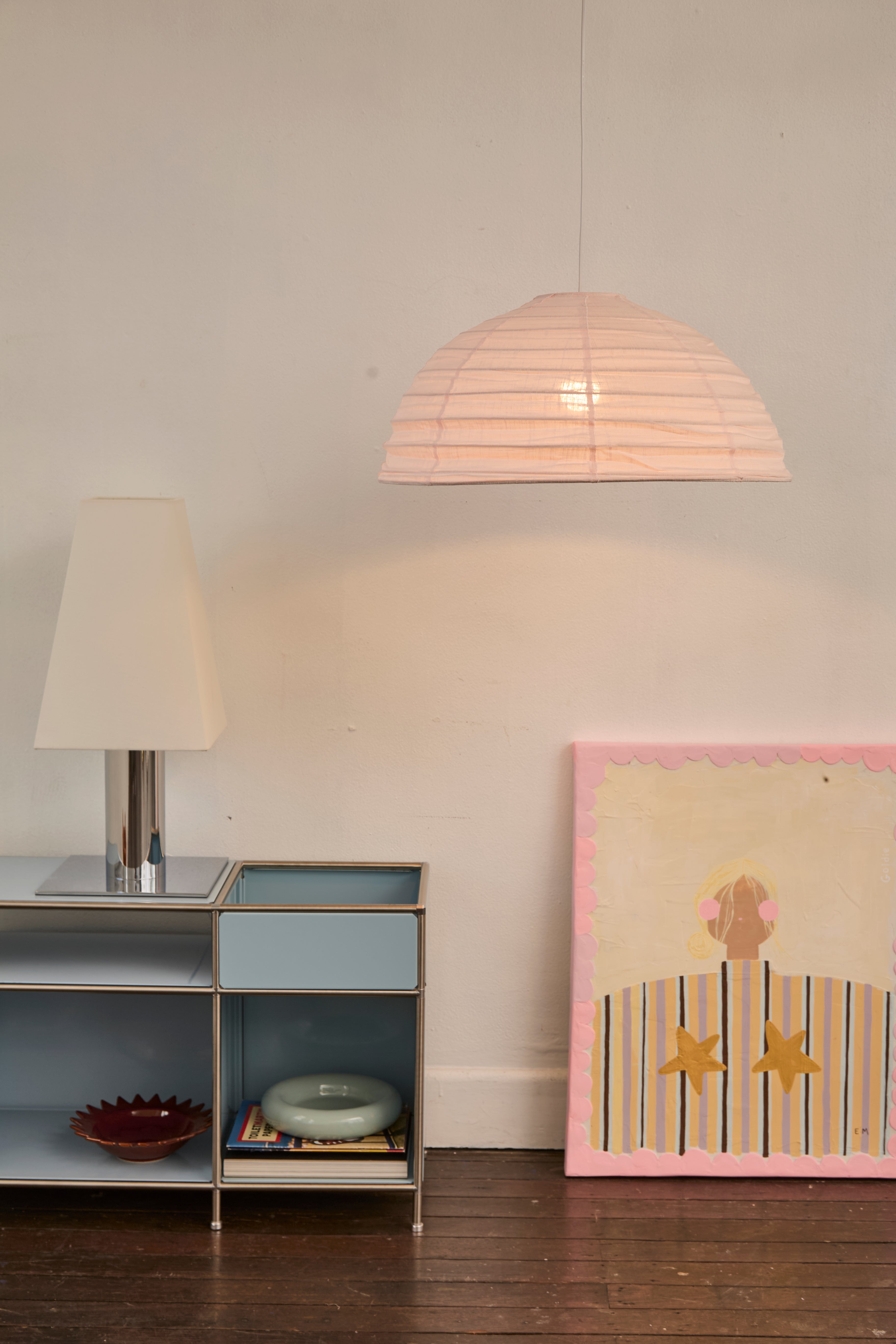Linen Light Shade Lumi Dome Blush Pink 60cm