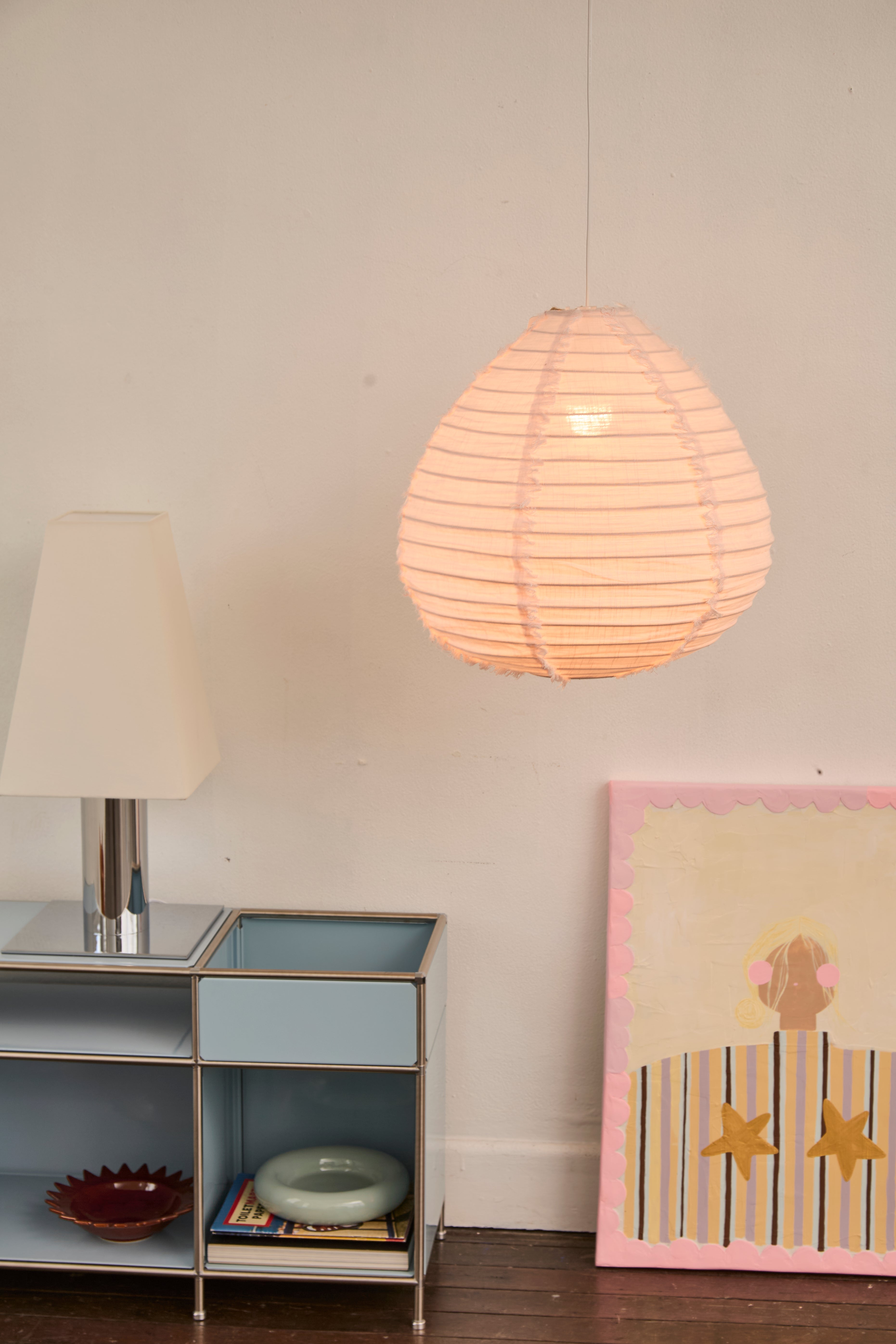 Linen Light Shade Paere Fringed Blush Pink 50cm