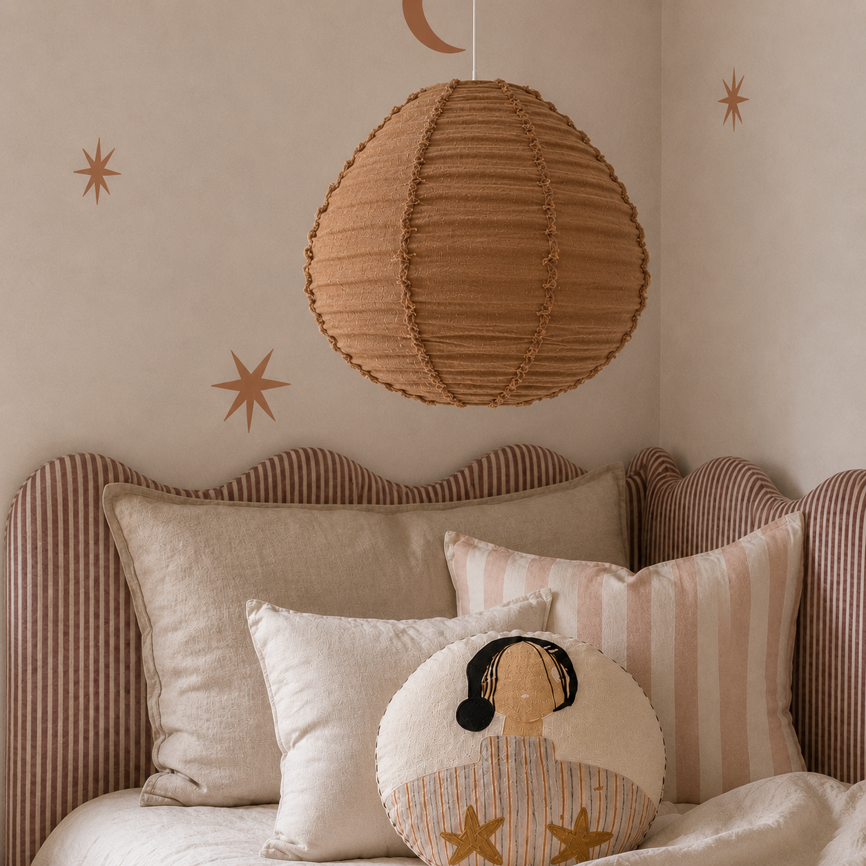 Linen Light Shade Paere Fringed Mocha Mousse 50cm -