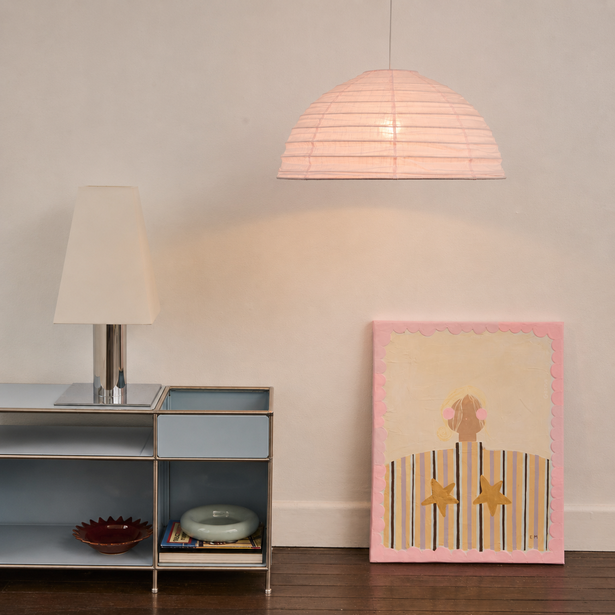 Linen Light Shade Lumi Dome Blush Pink 60cm