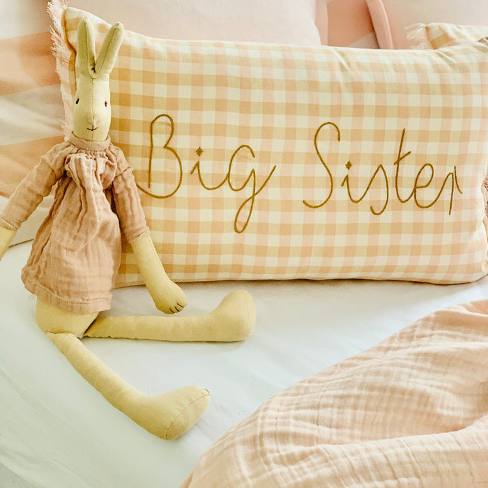 Big Sister Cushion Peach/Pink Gingham
