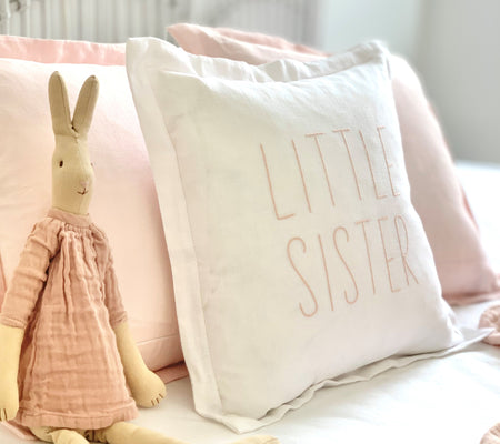 Little Sister Linen Cushion White 40 x 40cm