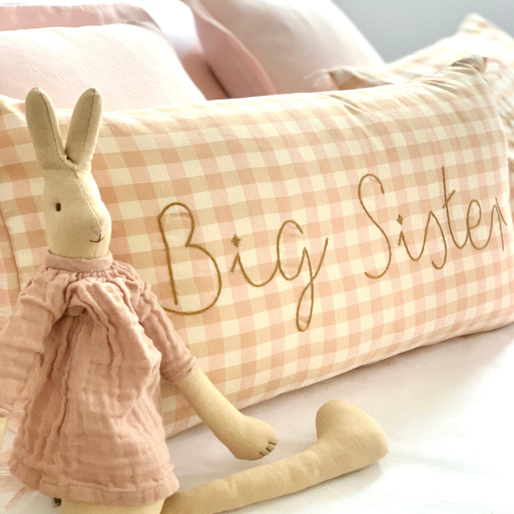 Big Sister Cushion Peach Gingham