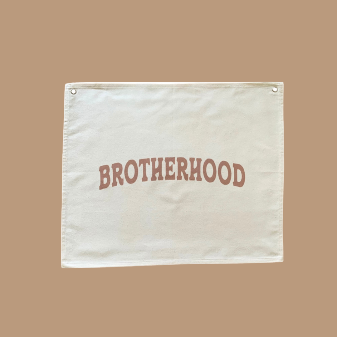 Canvas Printed Brotherhood wall decor for little boys room. Bronze wording on Canvas.
