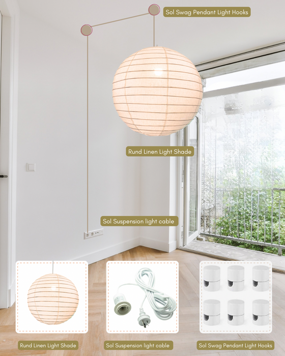 Linen Light Shade - Rund - Warm White - 60cm