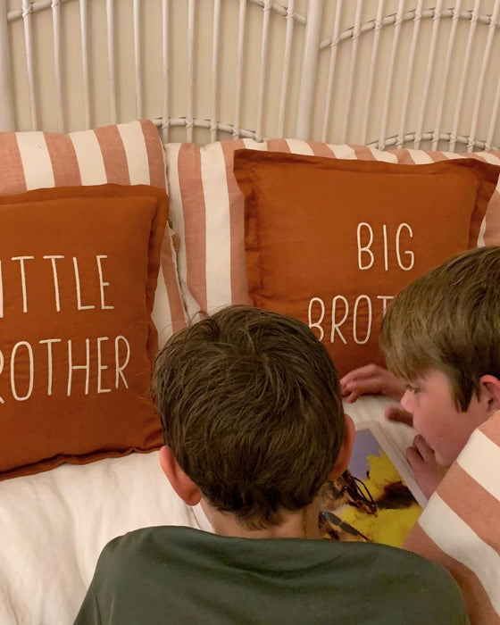 Little Brother Cushion -  Bran /  Embroidered Design
