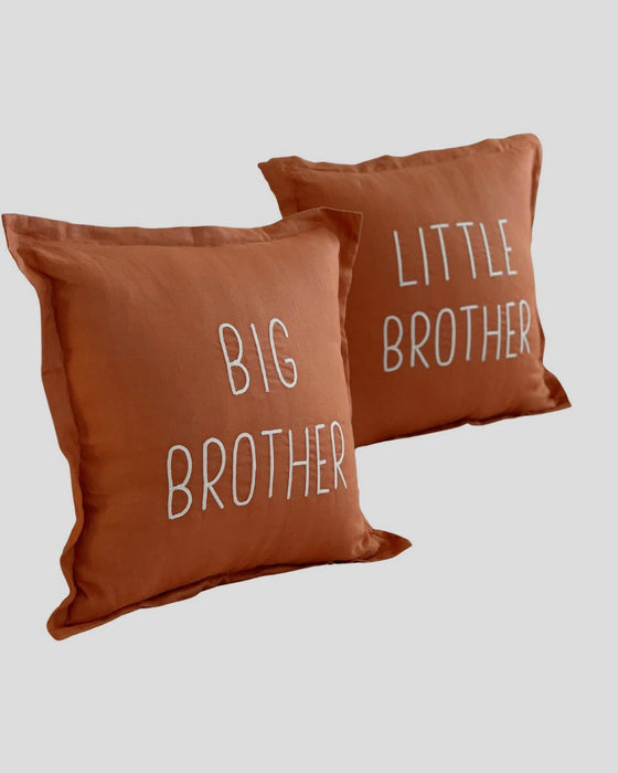 Little Brother Cushion -  Bran /  Embroidered Design