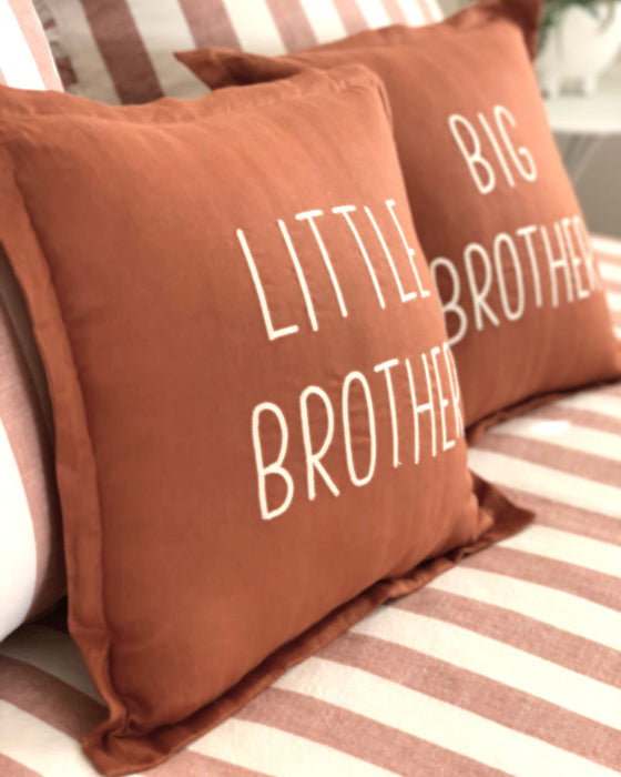 Little Brother Cushion -  Bran /  Embroidered Design