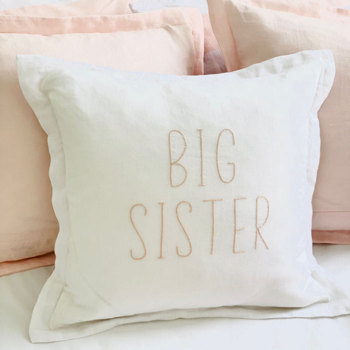 Big Sister Linen Cushion White 40 x 40cm