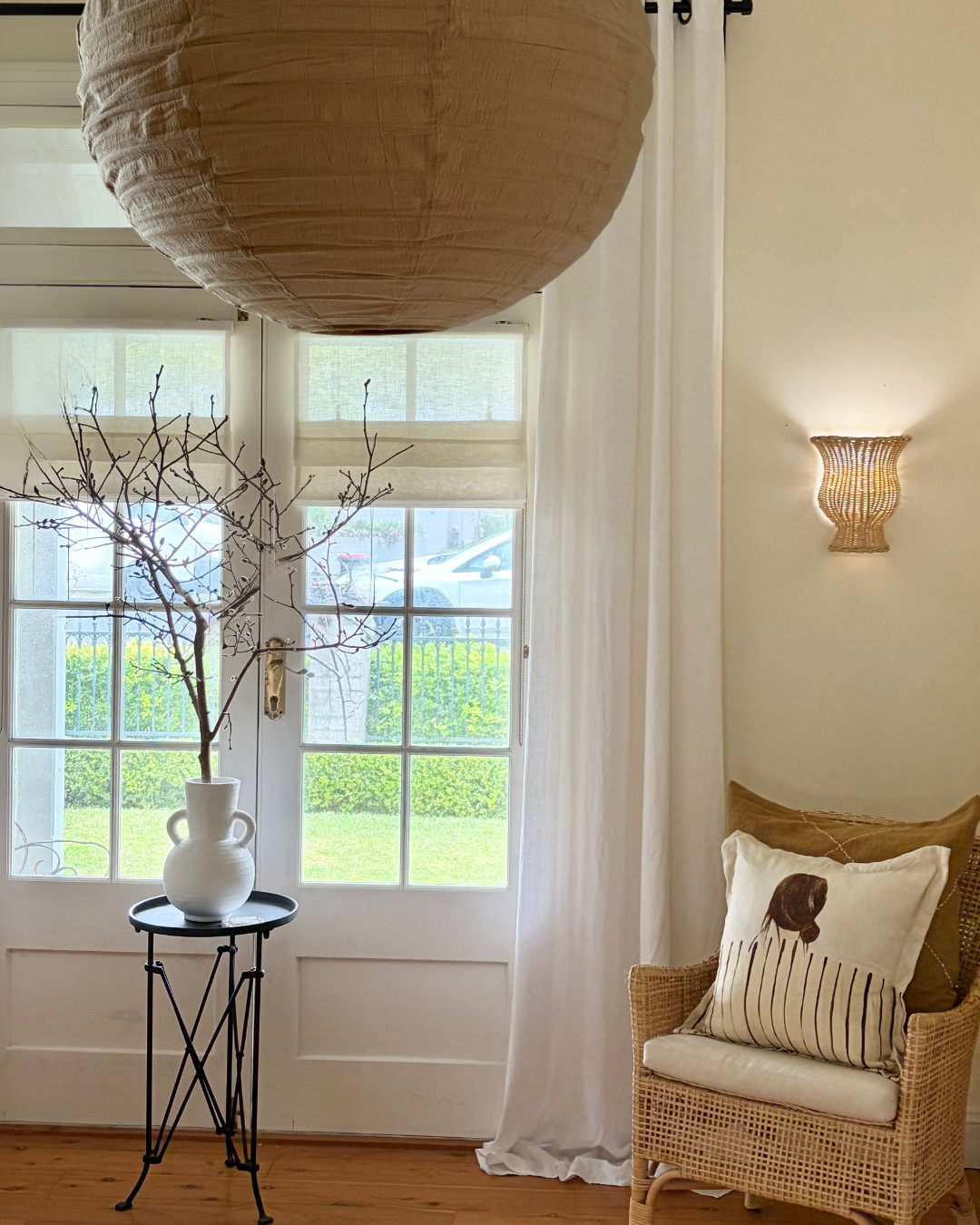 Linen Light Shade Rund Latte 60cm