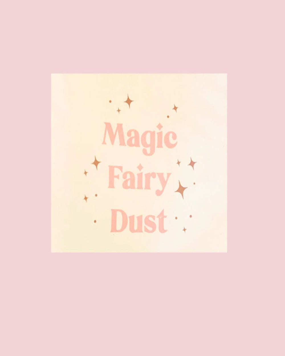 Magic Fairy Dust wall banner for girls room with pink writing, stars on canvas.