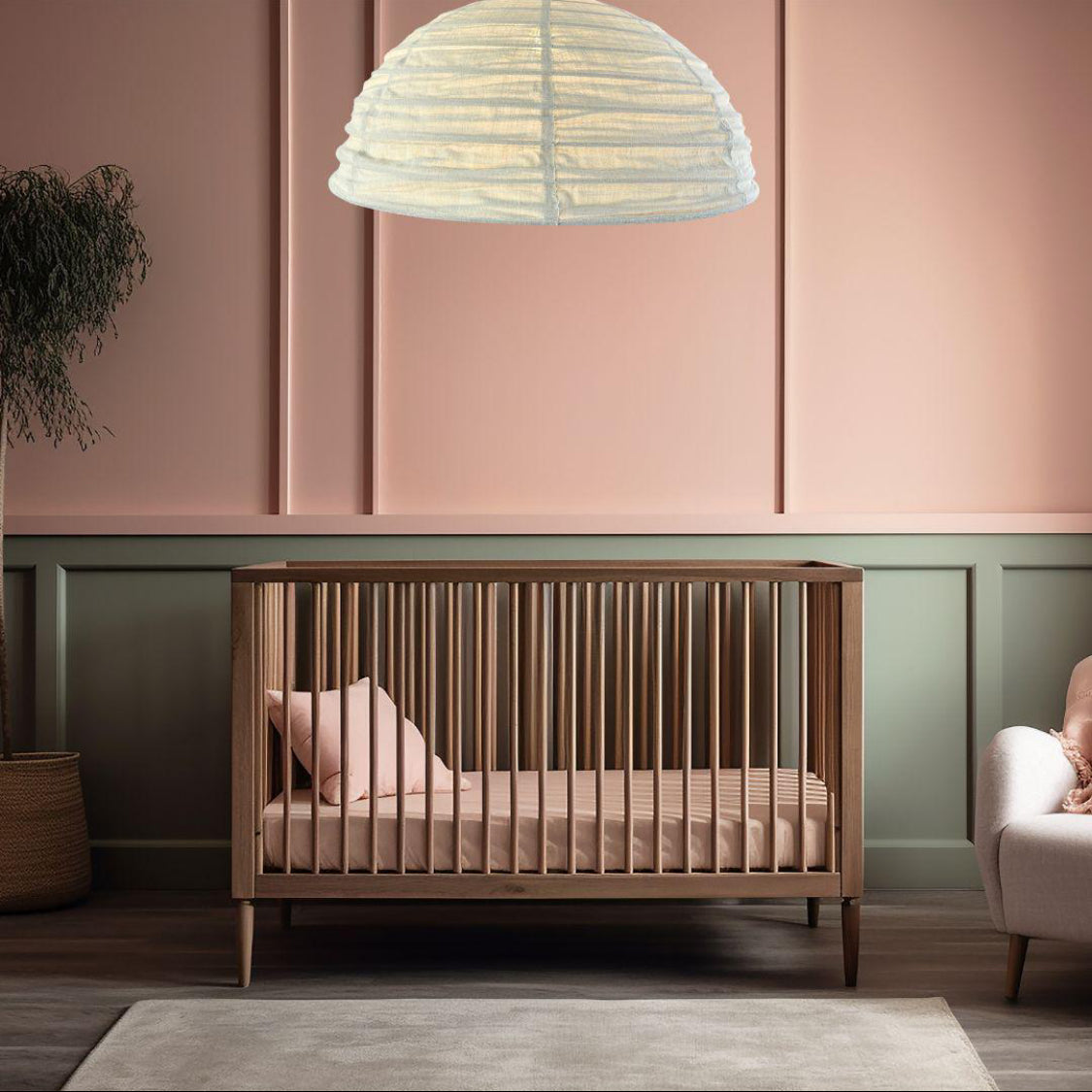 Lumi dome green tea inen pendant light