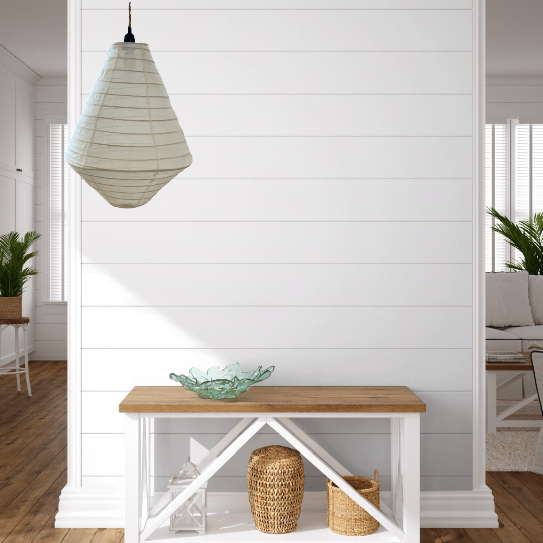 Linen handmade fabric light shade in warm white organic fabric. Diamond-shaped organic linen.