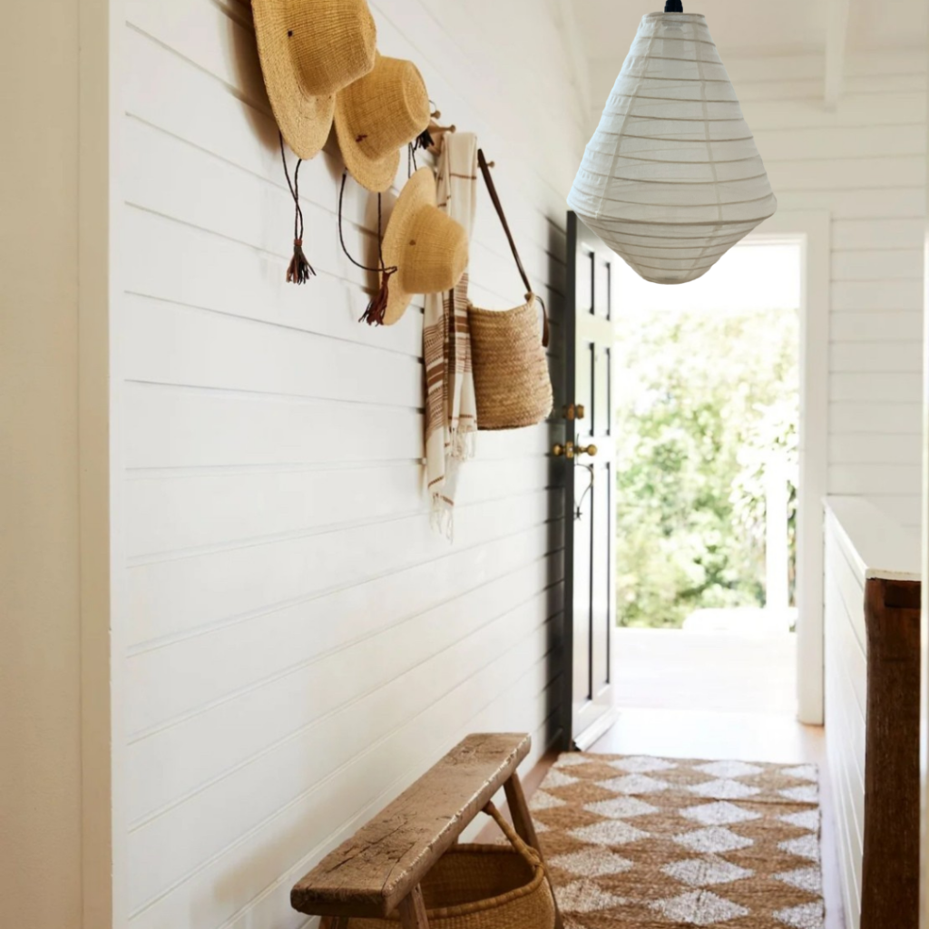 Linen Lantern pendant diamond-shaped light fixture.