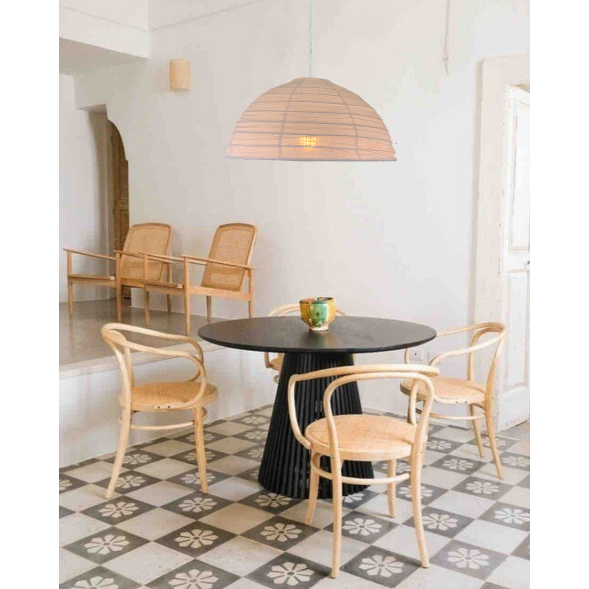 Linen pendant light shade blush pink 