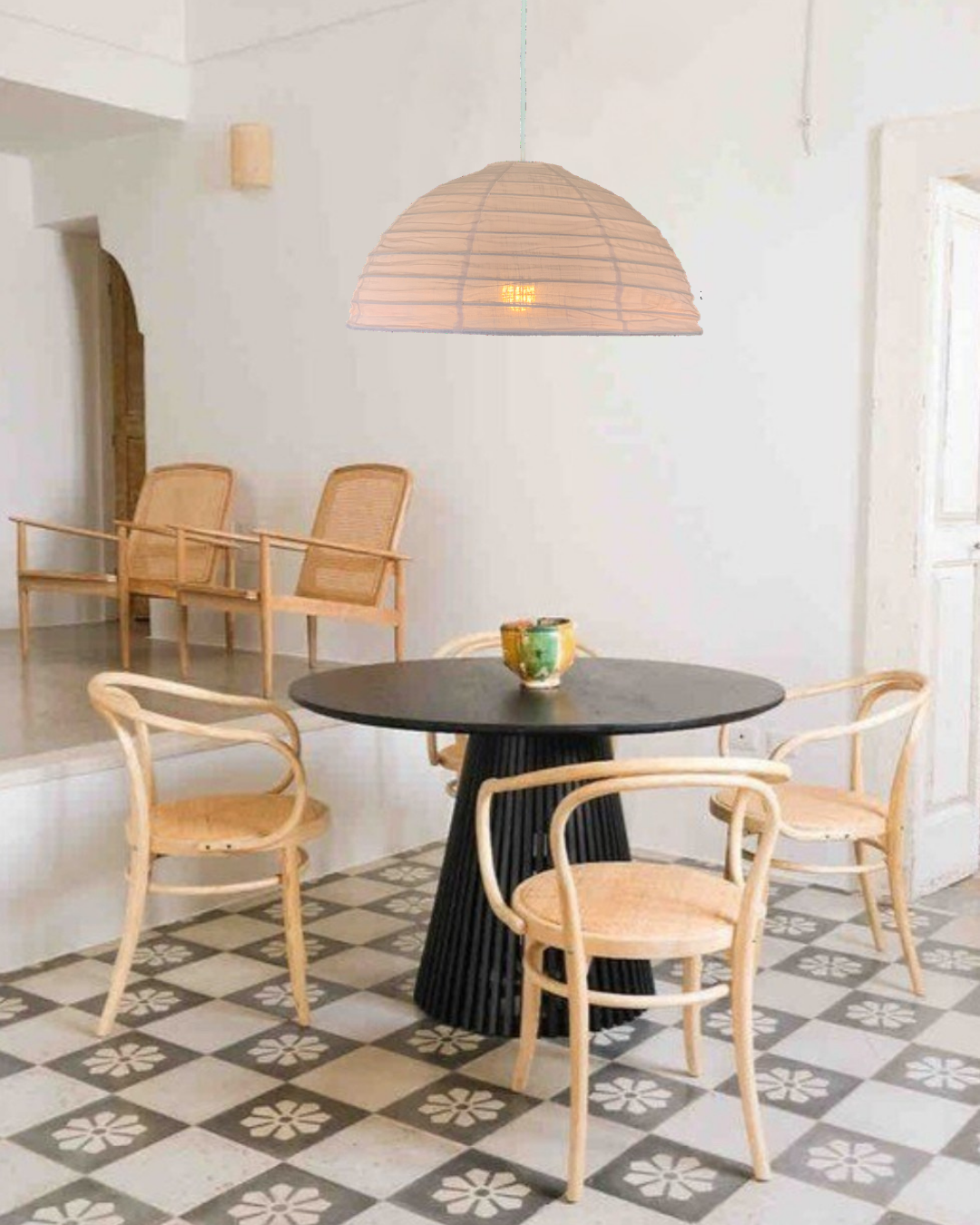 Linen pendant light shade blush pink 